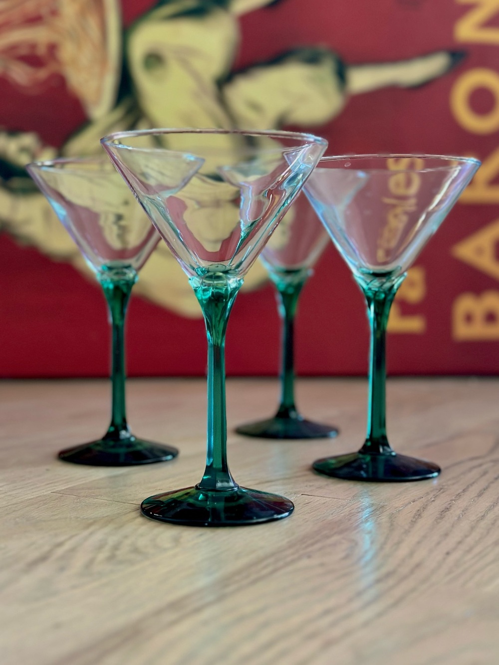 Retro Libbey Domaine Martini Glasses Petal Stem- Set of 4